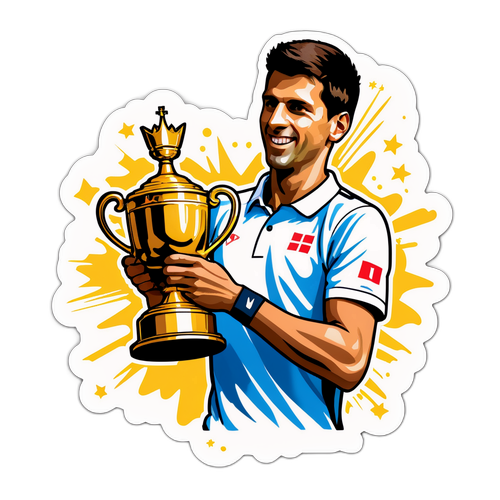 Sticker dinámico de Novak Djokovic levantando un trofeo