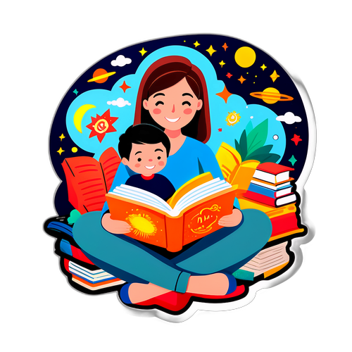 Stiker Ibu Membaca Cerita