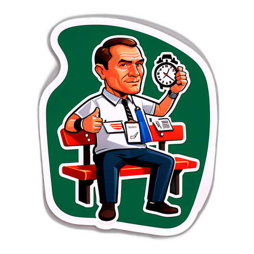 Caricatură a unui antrenor pe bancă