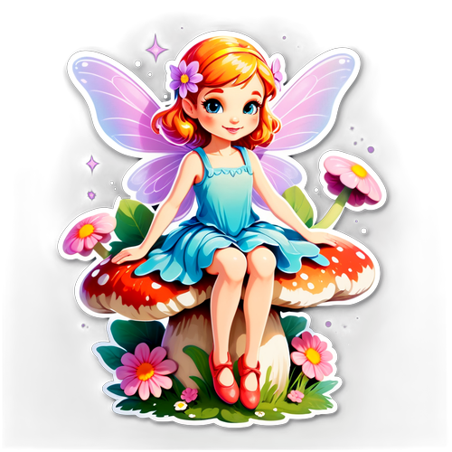 A Magical Fairy on a Mushroom