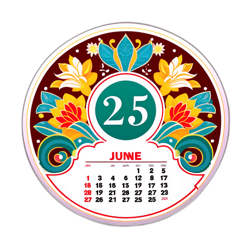 Stiker Kalender Elegan untuk Juni 2025