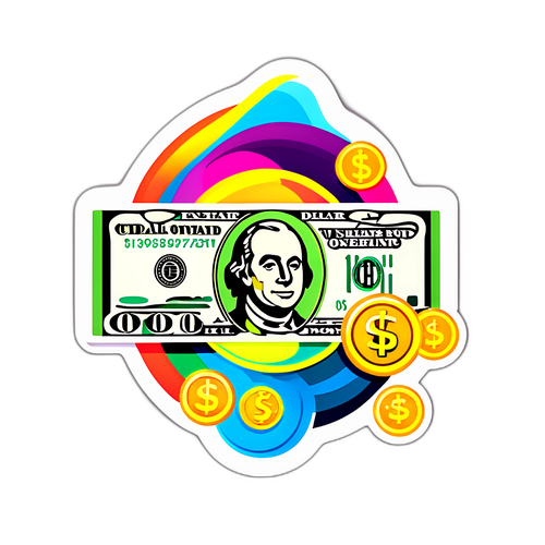 מדבקת דולרים צבעונית