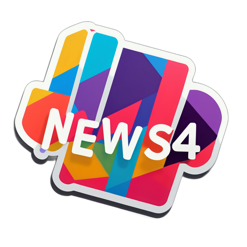 Ετικέτα με το λογότυπο News247 σε πολύχρωμα γεωμετρικά σχήματα