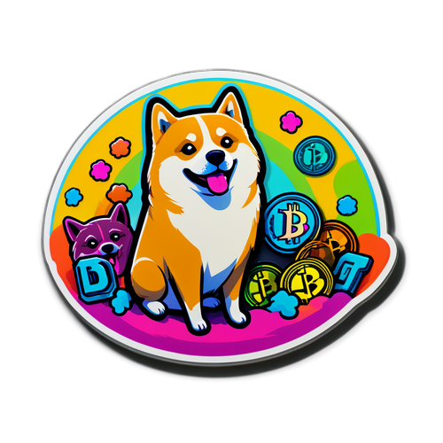 Furaha na Ucheshi: Sticker ya Dogecoin Inayovutia kwa Mbwa Wachekeshaji! 