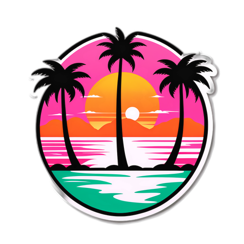 Kreativer Aufkleber von Inter Miami mit Vereinslogo, Palmen und Sonnenuntergang