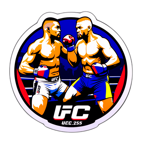 En djärv UFC 325 klistermärke med ikoniska fighters i aktion