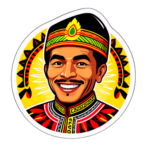 Potret Abang Johari Openg Meriah dengan Motif Tradisional Sarawak