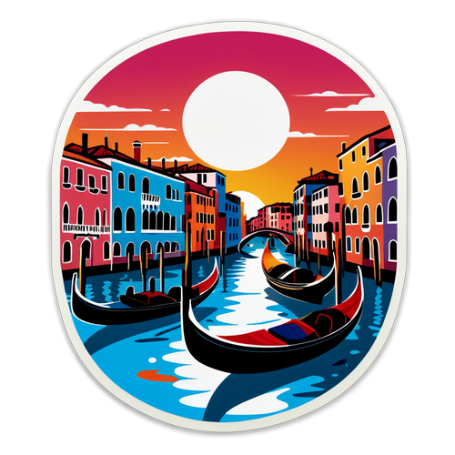 Gondola di Venezia dengan Sunset