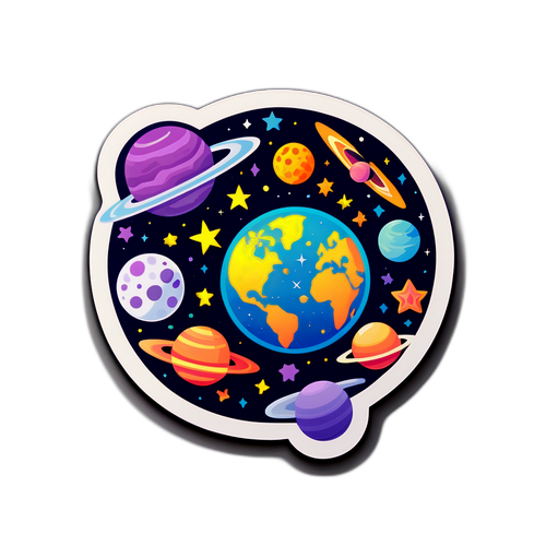 우주와 별을 테마로 한 스티커
