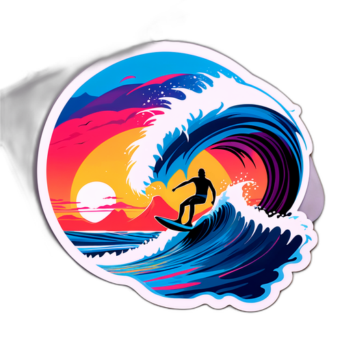 Surfing ved solnedgang