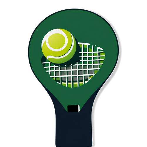 Grafische Darstellung eines Tennisschlägers mit einem Ball, der den Aufschlag im Tennis fängt