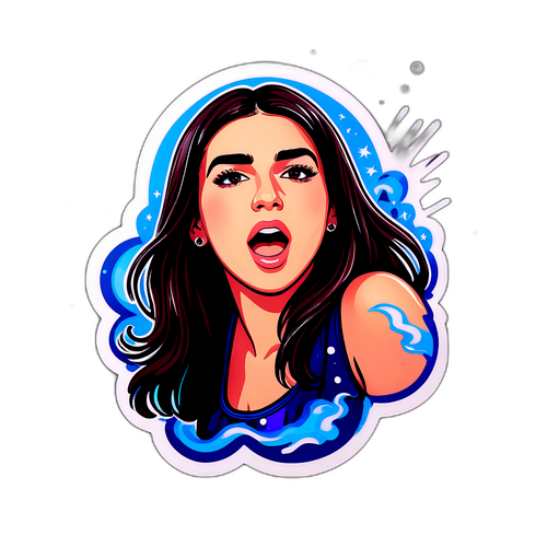 Autocollant de Dua Lipa Chantant sous les Projecteurs