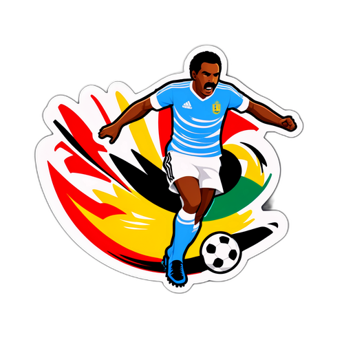 En dynamisk klistermärke som visar en fotbollsikon i aktion under matchen Egypten mot Zimbabwe