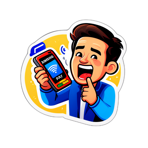 삼성 페이 결제 순간의 유머 가득한 스티커