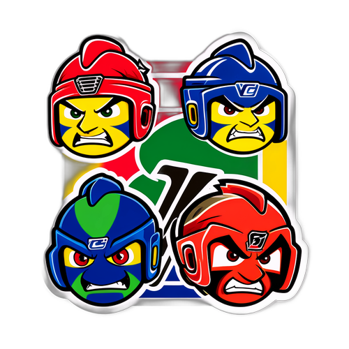 Playful Hockey Mascots Face-Off Sticker