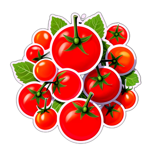 Aufkleber mit einem Collage von Kirschtomaten