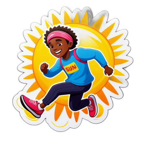 הוא רץ בשמחה בשדה