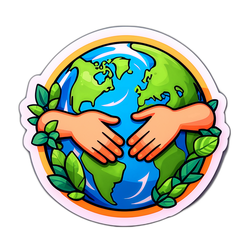 संविधान और पर्यावरण जागरूकता के प्रतीक के रूप में हाथों के इर्द-गिर्द एक ग्लोब