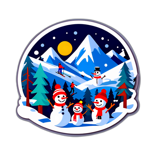 눈 내리는 겨울 풍경 스티커