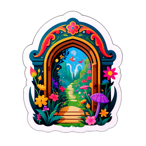 Een prachtig geïllustreerde sticker van een geheime tuin