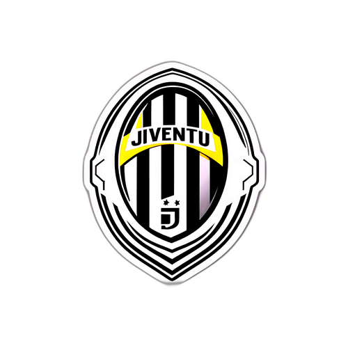 Minimalistowy sticker z logo Juventusu zdobiony geometrycznymi kształtami