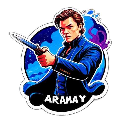 Sticker med Robert Aramayo i dramatisk pose