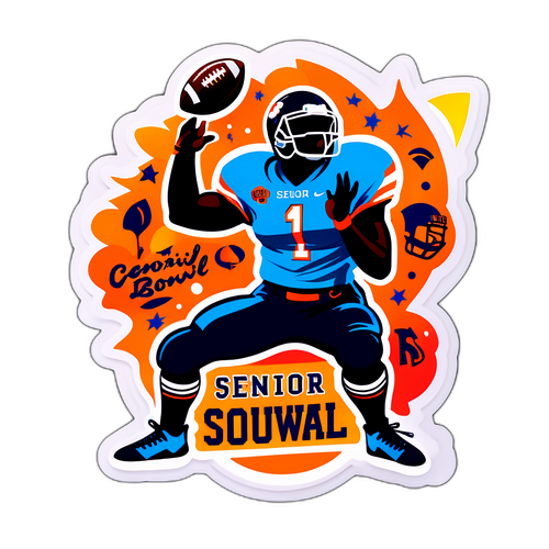 Energetic Senior Bowl Football Sticker