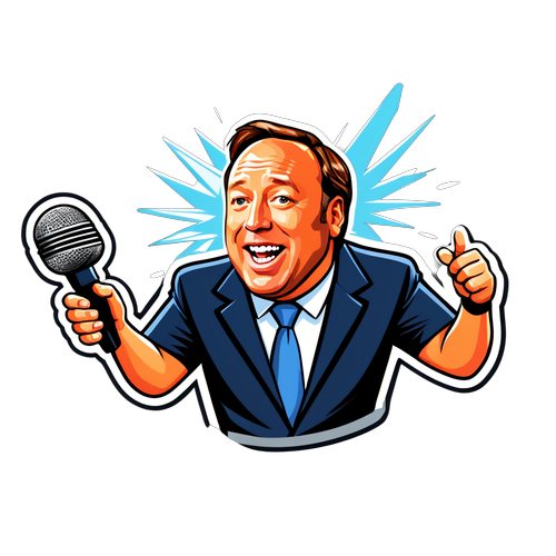 Sticker Alex Jones cu Microfon