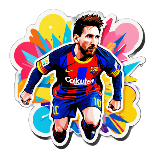 Sticker représentant Messi en style graffiti moderne