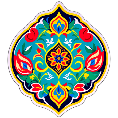 Иран: цветной значок с персидскими мотивами и традиционными элементами