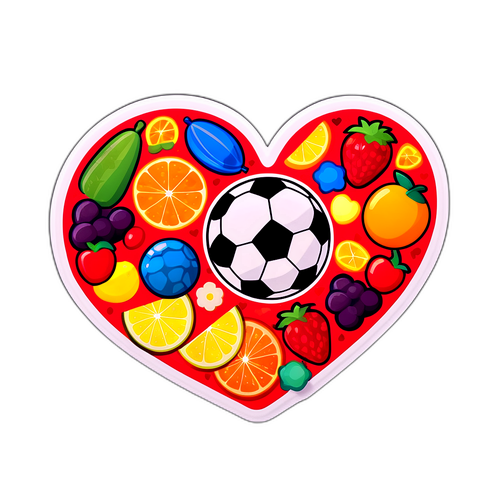 Adesivo Divertente con un Pallone da Calcio di Cibo