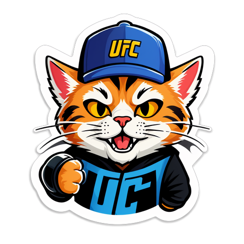 Стикер с забавным котом в шляпе UFC