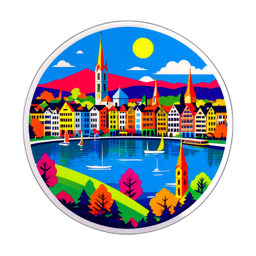 Vibrant landskap av Zürich