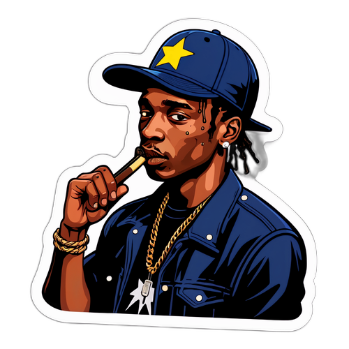 트래비스 스캇을 상징하는 모자를 쓴 캐릭터