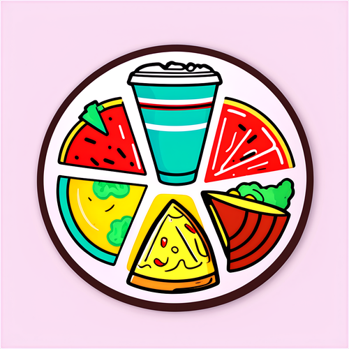 アトランタの食文化を表現する美味しい料理のイラスト