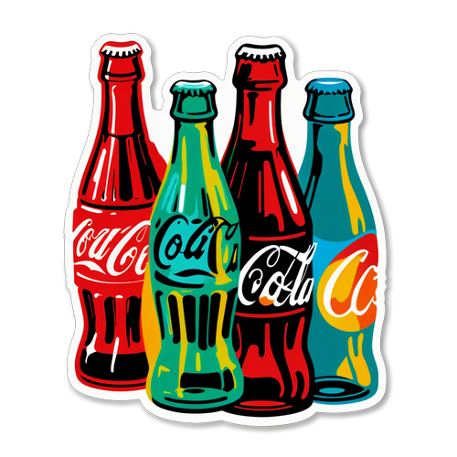 Iconische Kleurrijke Coca-Cola Flessen Sticker