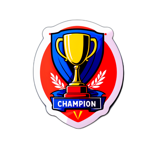 Thiết kế nổi bật với cúp vàng và chữ 'Champion' dành cho vận động viên