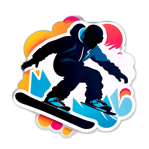 Silhouette de snowboarder sur fonds dynamique