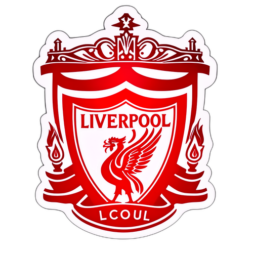 Liverpoolin ikoni logo ja Anfieldin stadionin siluetti