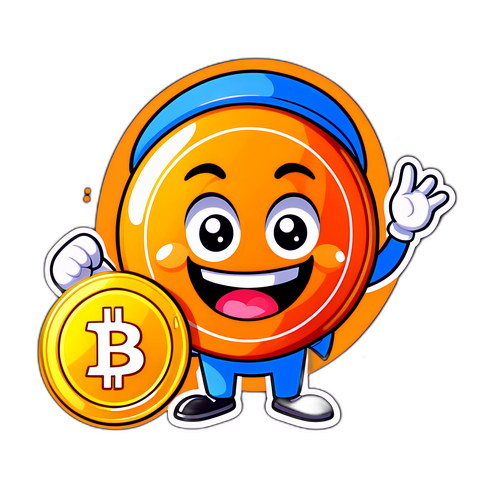 Søt tegneserie Bitcoin-karakter med glade øyne