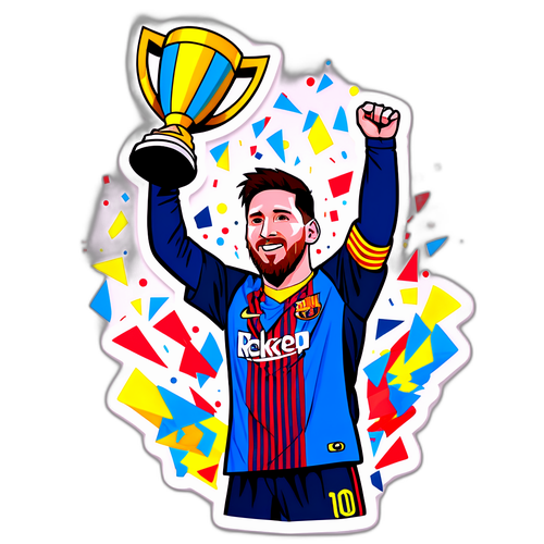 Desenho do Messi levantando um troféu