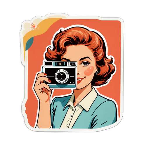 Autocollant vintage d'Élodie Gossuin avec effet Polaroid