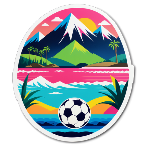 Suasana Pantai yang Ceria dengan Tema Bola Sepak