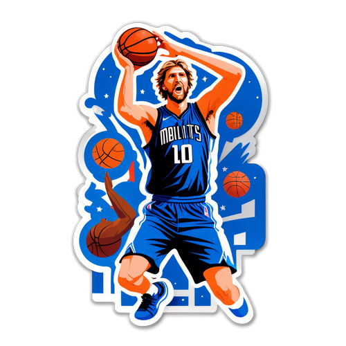 Unvergesslicher Moment! Dirk Nowitzki in Aktion – Der Sticker, den jeder Basketballfan besitzen muss!