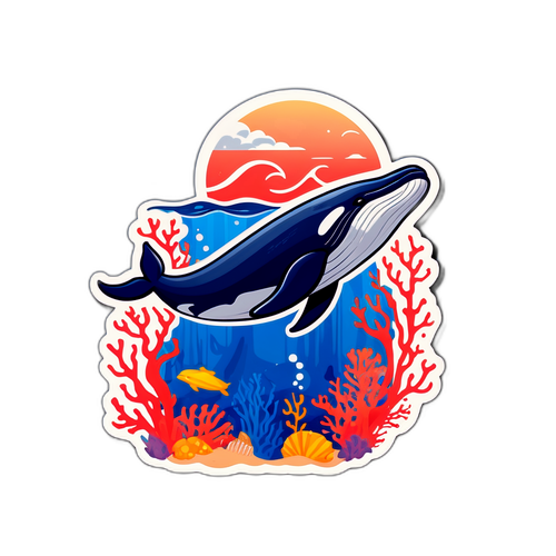 鯨魚沉落貼紙