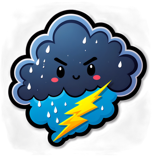 Stormy Yet Cute! Prepare for Thunderstorms with This Adorable Sticker Warning!