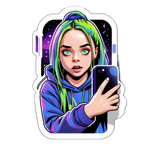 Autocollant de Billie Eilish en selfie