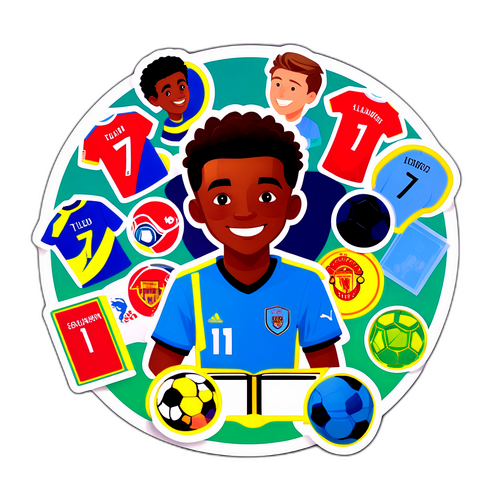 הוא מחליף באושר מדבקות באלבום מלא בשחקני כדורגל