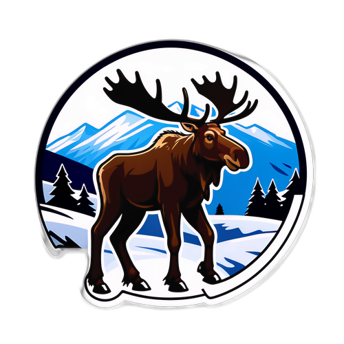 Sticker av Leksands IF:s logo med stiliserad älg och snötäckta berg