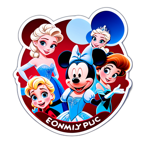 Samolepka s logem Disney Plus a oblíbenými animovanými postavami